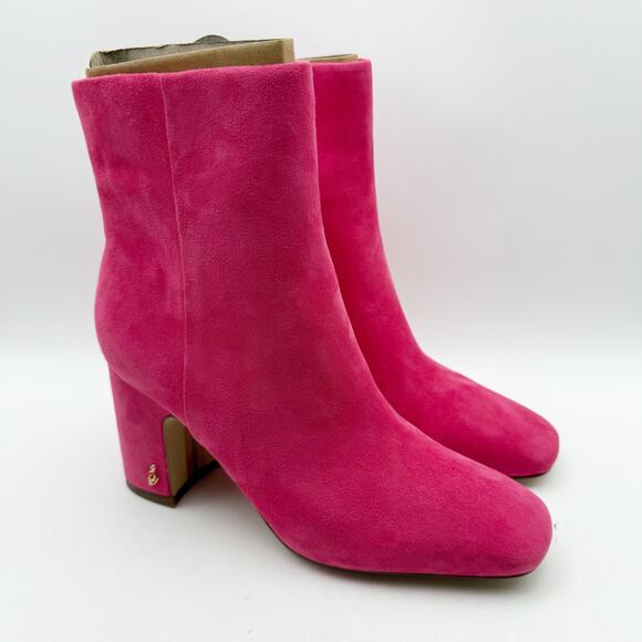 Sam Edelman Womens Fawn Heel Bootie US 8 M EU 38.5 Pink Suede Leather NIB - Picture 7 of 14